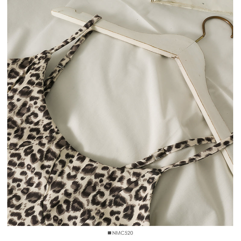 Han Fan retro leopard print high waist suspender short skirt female  2705