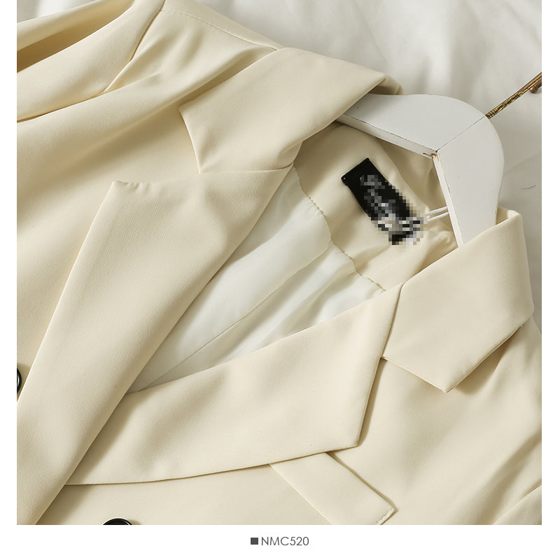 Han Fan loose and thin double breasted large pocket medium long coat small suit  2097