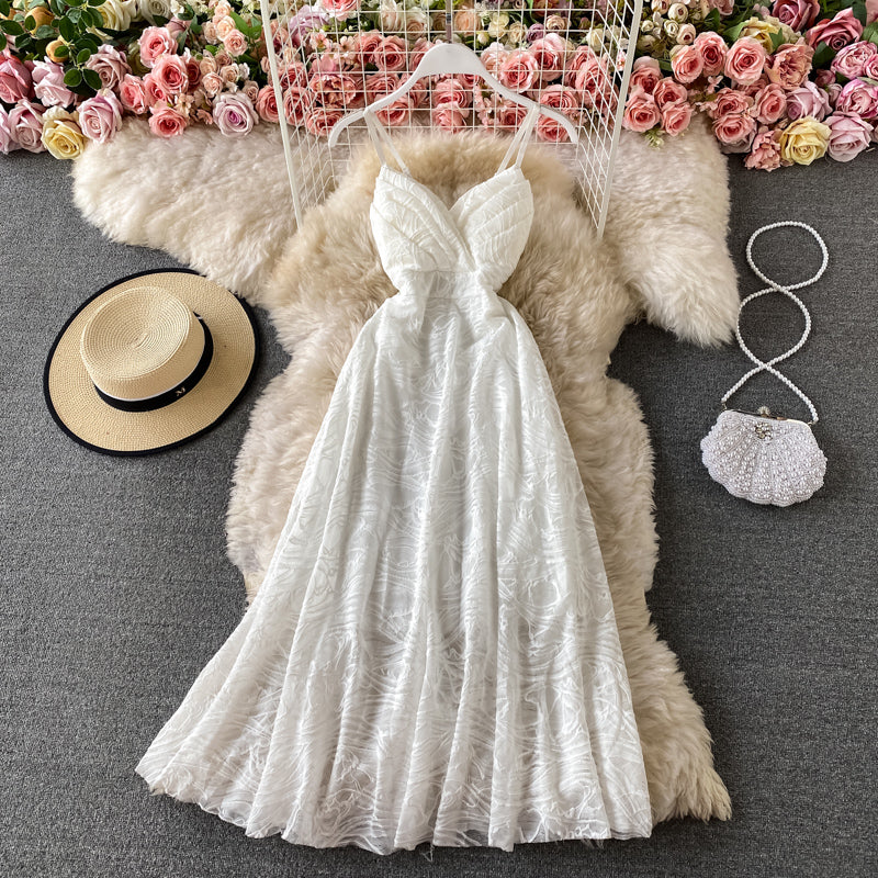 Seaside holiday beach skirt sexy backless slim lace suspender dress  3047