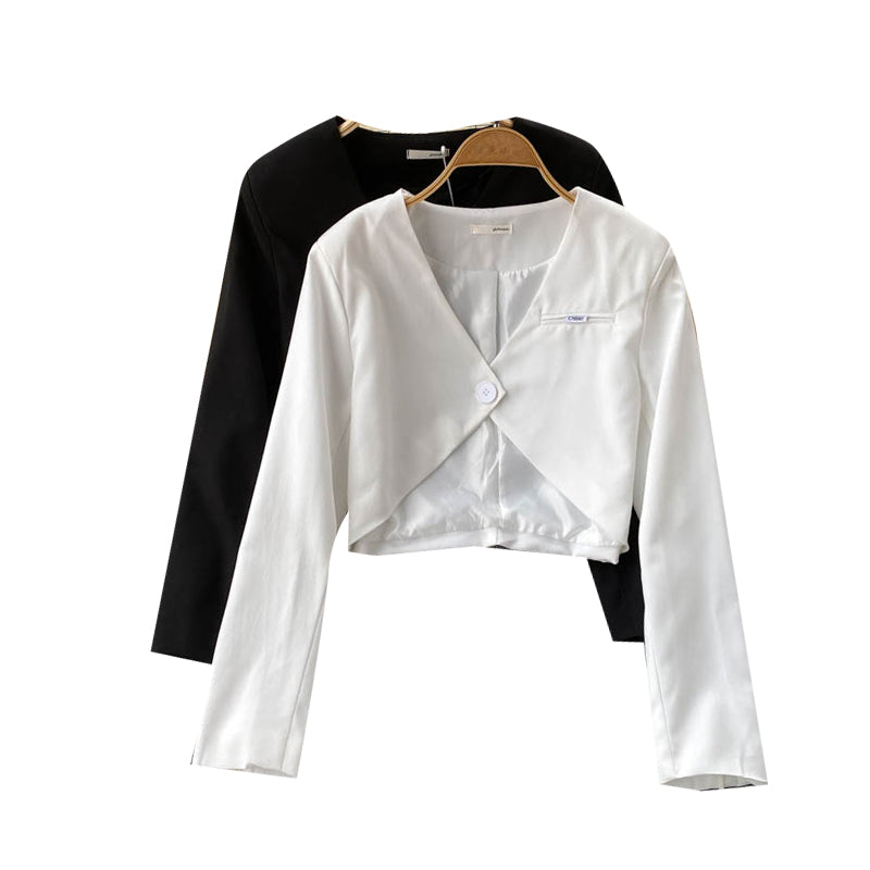 Hong Kong style suit coat women's one button small suit  1542