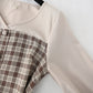 French Vintage plaid skirt fairy super fairy series long sleeve waist fashion  2301