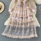Robe légère de luxe en dentelle brodée à col montant 3370