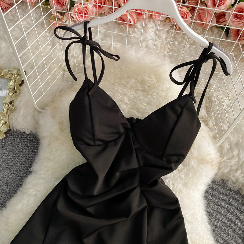 Temperament slim, slim, open back suspender skirt  2802