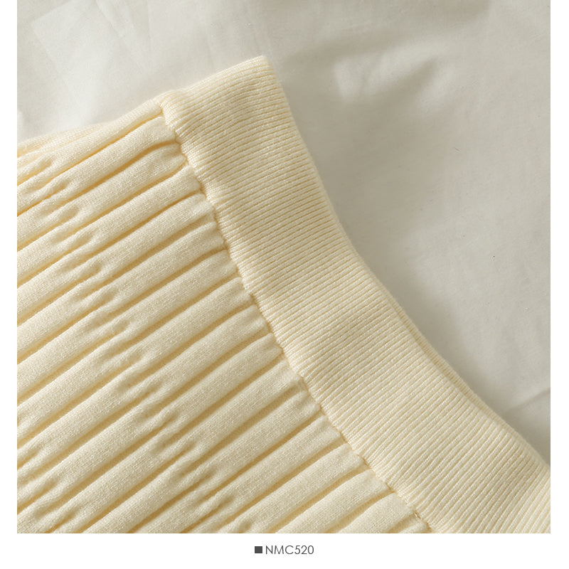 Korean stripe high waist thin solid color versatile knitted skirt  2648