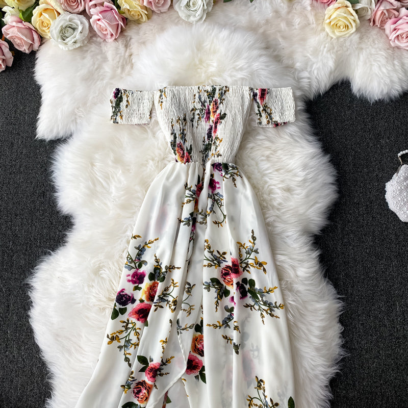 Robe fleurie sans bretelles à une épaule et à la mode 2927