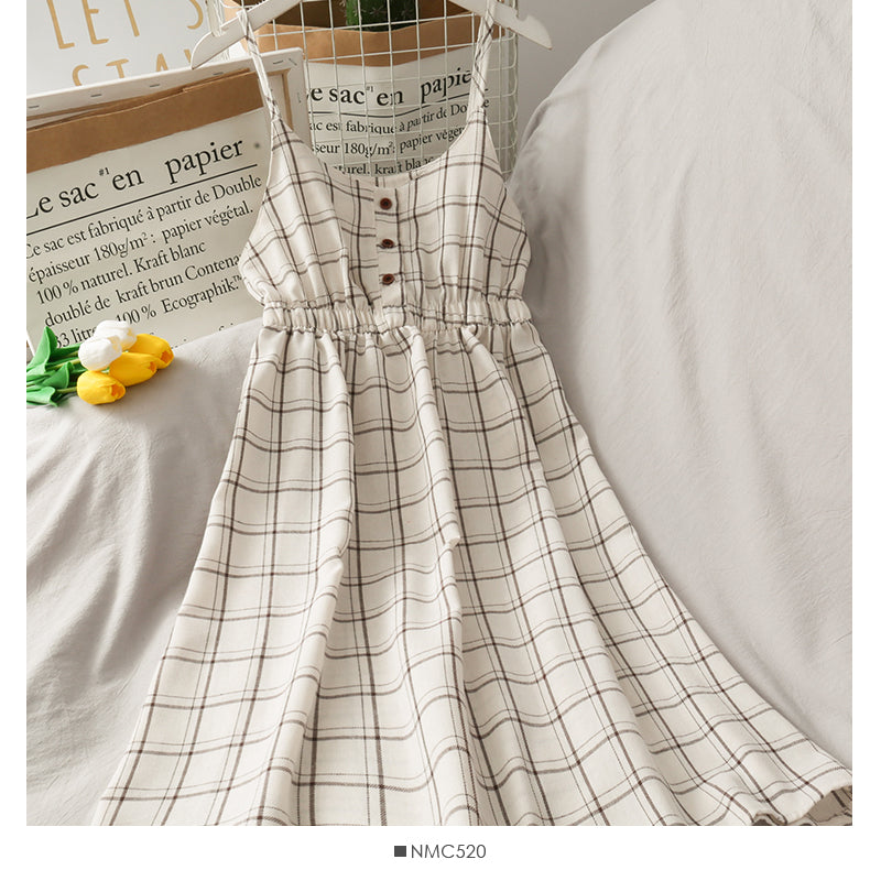 Simple plaid suspender belt slim suspender skirt 2701
