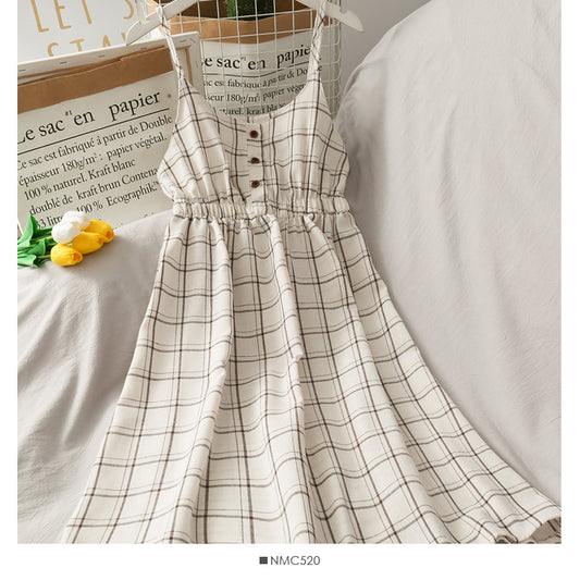 Simple plaid suspender belt slim suspender skirt 2701