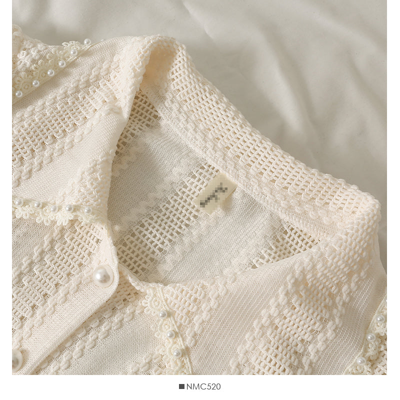Micro transparent single breasted cardigan long sleeve top women's new style  2106