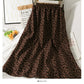 Hong Kong Vintage printed elastic waist thin over knee A-line skirt  2623