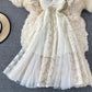 Robe à manches bouffantes avec jupe féerique en maille de tempérament 3332
