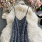 Robe sexy à bretelles fines et à sequins 2849