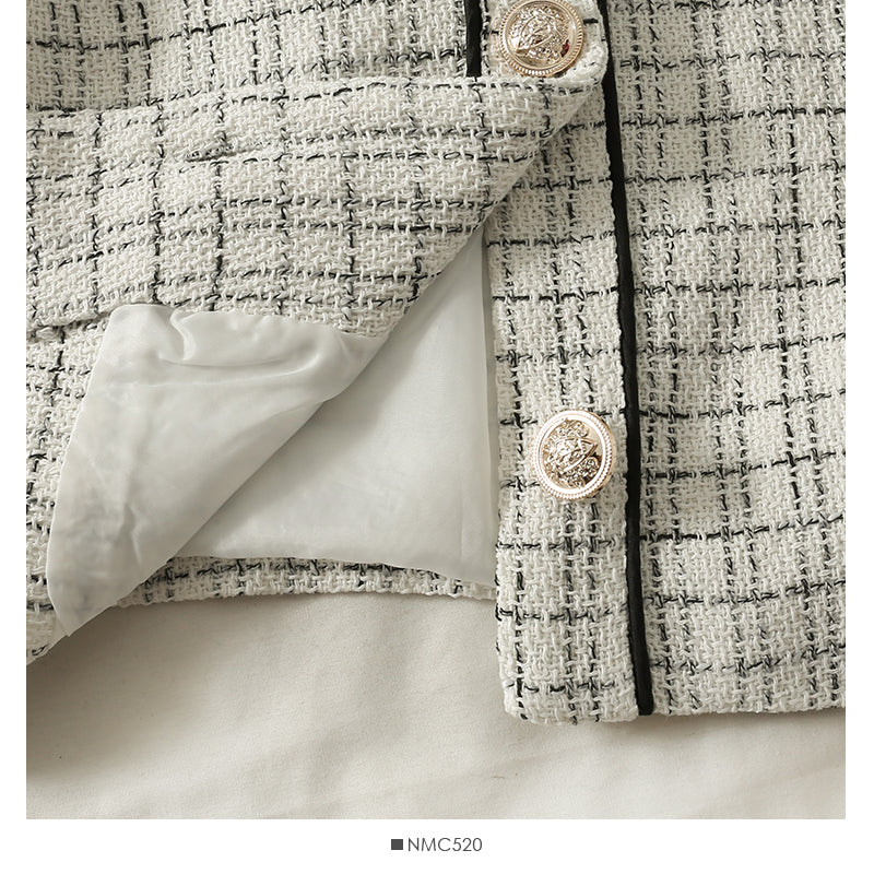 French small Plaid loose Lapel long sleeve small shirt top  2102