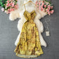 Temperament white French suspender dress thin holiday dress  3057
