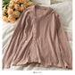 Pull à manches longues et col en V à simple boutonnage irrégulier Han Fan pour femme 2038