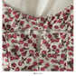 Retro broken flowers show thin waist, high waist suspender skirt, female  2692