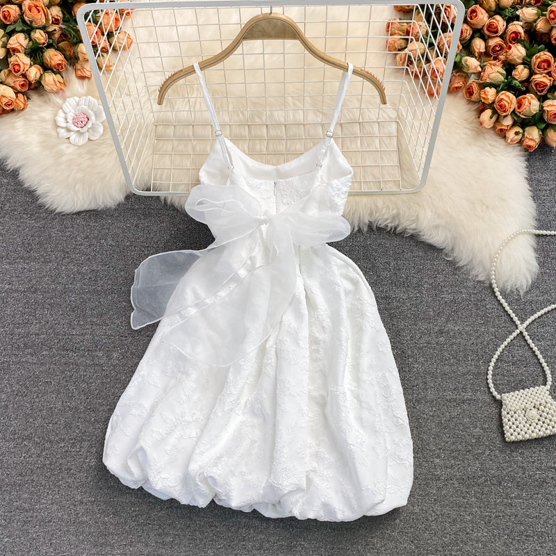 Robe jacquard douce et moelleuse taille haute jupe à bretelles princesse 2789