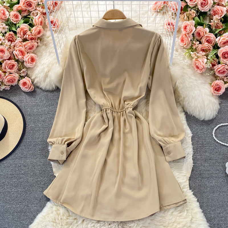 Chemise-jupe trapèze irrégulière à manches longues et coupe slim 2860