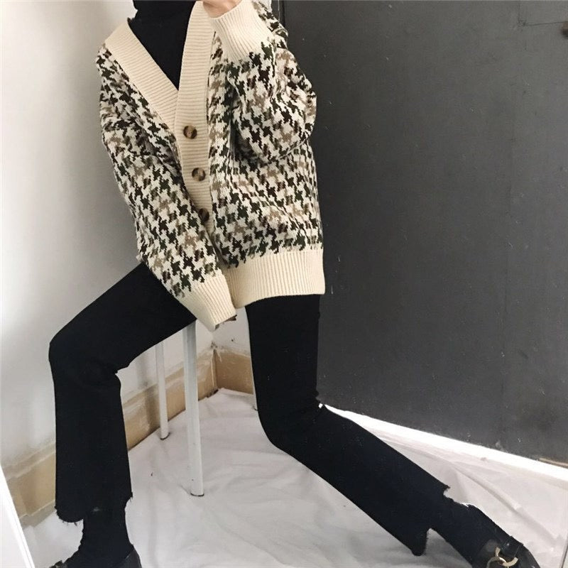 Nouveau style, pull bleu ciel et nuage blanc, cardigan ample étudiant 1423