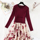 Red dress mesh embroidery stitching knit slim bottomed skirt  2169