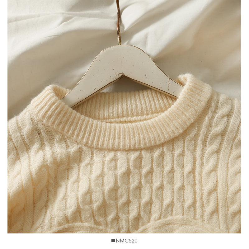 Pull à manches longues en chanvre fin en forme de cœur pour femme, version coréenne, 2020