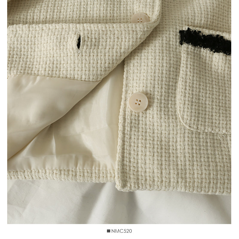 Hong Kong style retro color matching woolen single breasted loose coat for women  2109