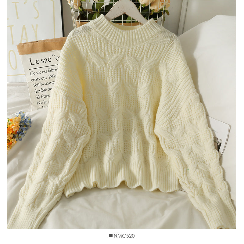 Pull femme saison ample et fin motif lin pull col rond 2021