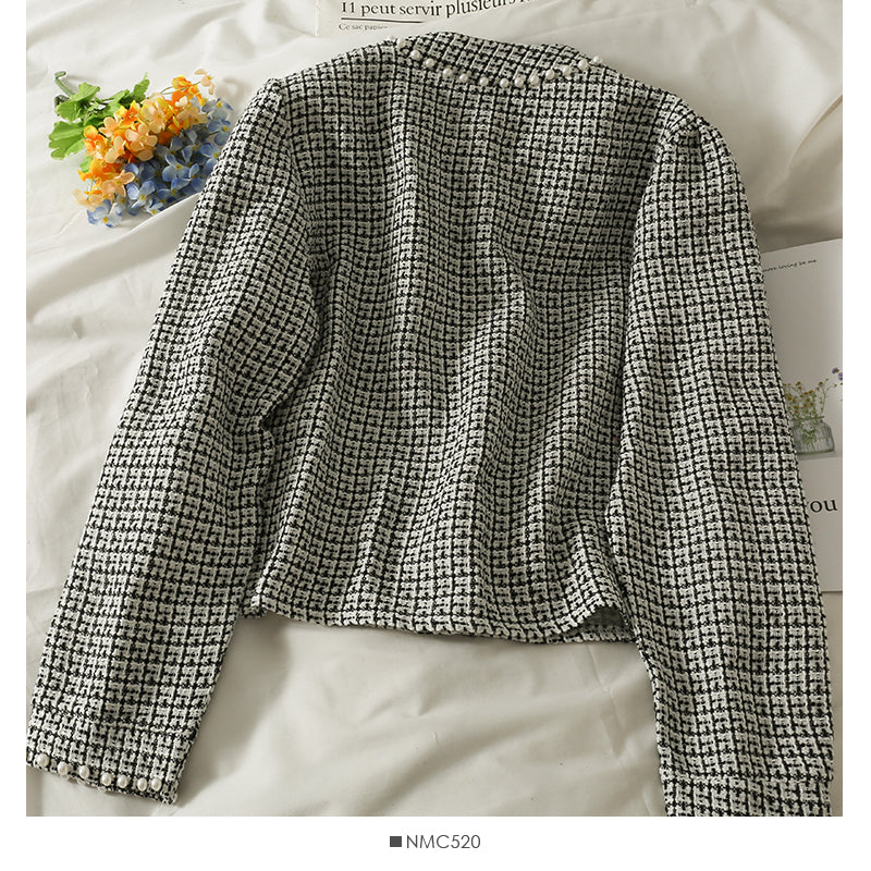 Small short tweed single breasted cardigan small coat  2092