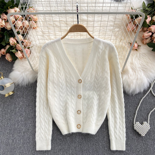 Nouveau manteau pull col V ample et paresseux pour femme 1621