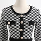 Small fragrance dress long sleeve slim thousand bird check skirt  2425