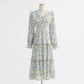 Gentle style, thin floral skirt, V-neck Chiffon Ruffle Skirt  2211