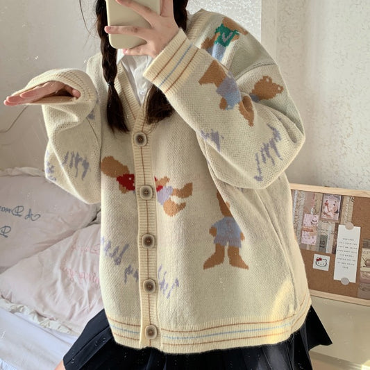 Pull paresseux, neuf, vintage, veste cardigan dessin animé 1396