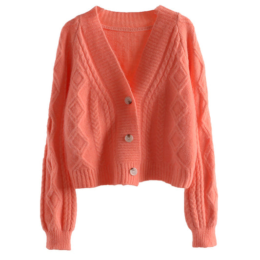 Cardigan court en maille, printemps et automne, nouveau pull chemisier polyvalent 1429