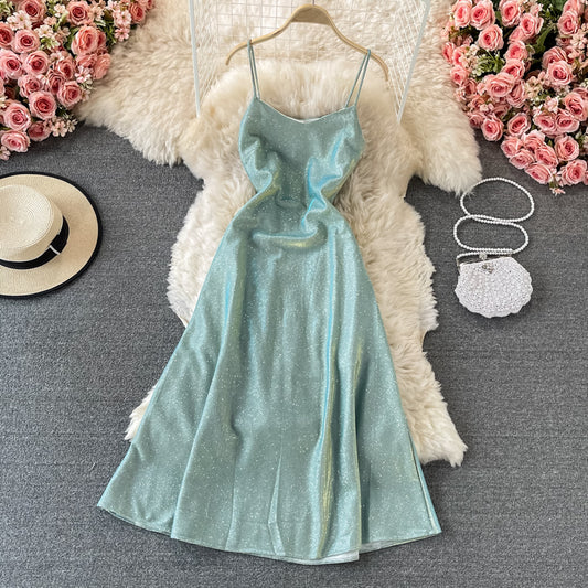 Sexy slim suspender dress starry dress  2897