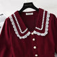 Lace doll neck red dress  2312
