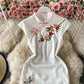 Cheongsam skirt retro stand collar buckle plum blossom embroidery  2754
