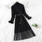 Long skirt over knee sweater knitted dress fashion suit  2472
