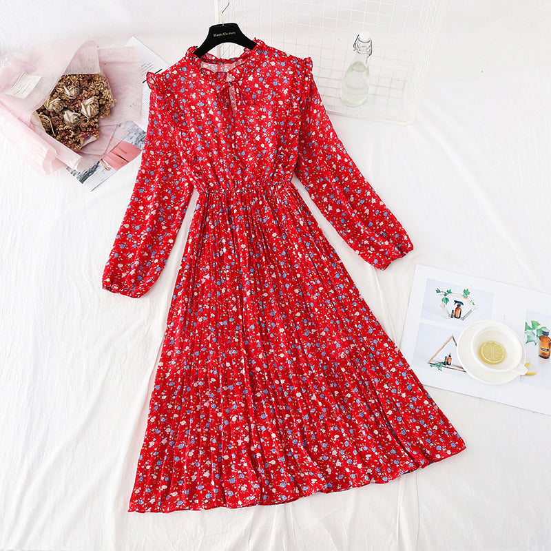 The new women's floral dress shows thin temperament at the waist  2246