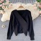 Pull col en V doux tempérament pull femme pull mode 1625