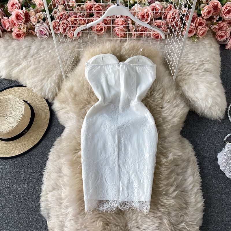 Robe bustier sexy en dentelle à la hanche de tempérament étranger 3176