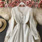 Women's dress with narrow waist and solid color bubble sleeve lace  3420