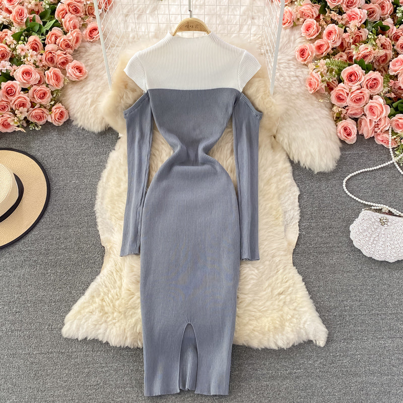 Robe en tricot à col montant vintage française 3358