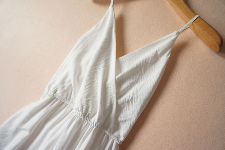 Robe de plage sexy à bretelles et col en V et dos nu 3274