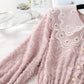 Robe vintage française pour fille en mousseline de soie, avec pompons, en dentelle, col de poupée, jupe à bas 2463