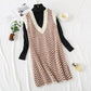 Net red mink velvet checkered sweater vest vest vest dress  2474