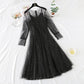 French minority retro doll skirt Sequin mesh dress  2470