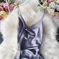 Waist drawcord Pleated Satin suspender dress  2791