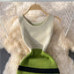 Sweet knit bag hip split dress sleeveless  2751