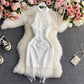 Robe cache-cœur en dentelle noire à épaules dénudées 3044
