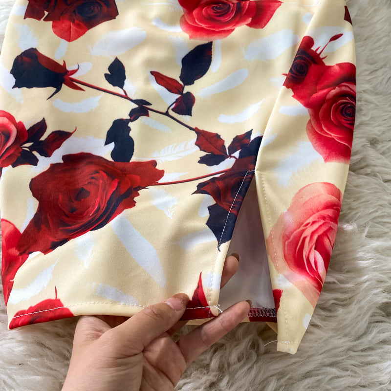 Backless printed suspender dress  2760