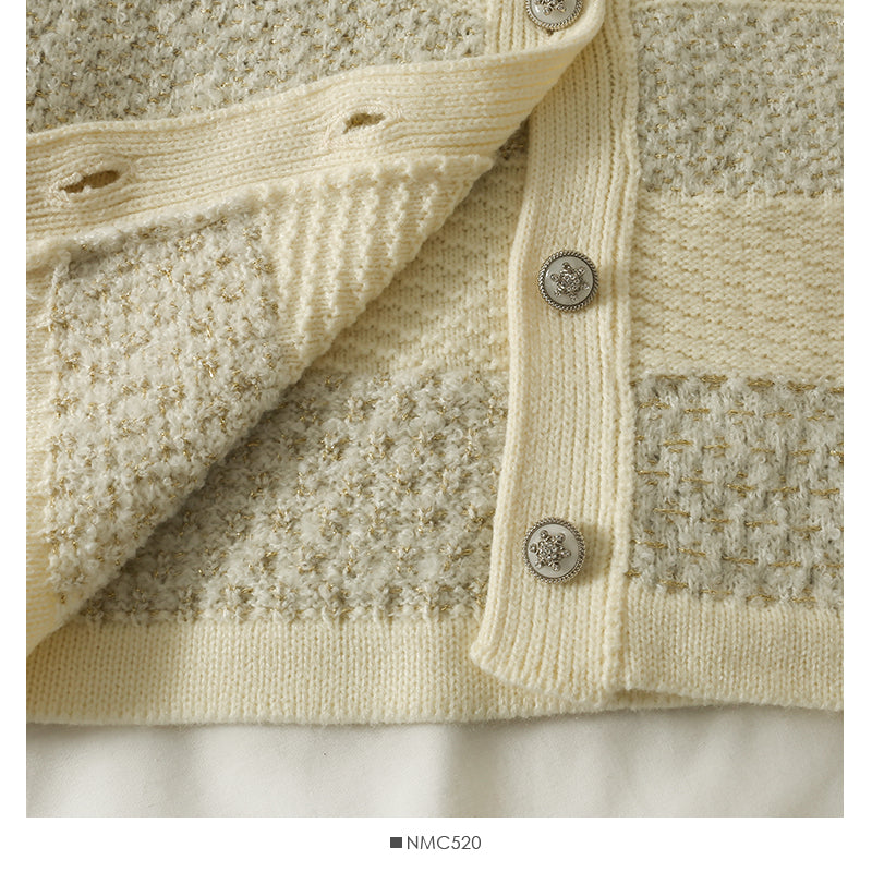 Cardigan à simple boutonnage en soie rayée rétro coréenne pour femme 2072